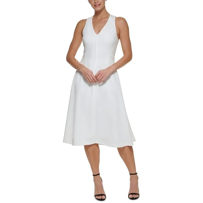 Bohemian DressDKNY Women's Cross Back Midi Dress White Size 2