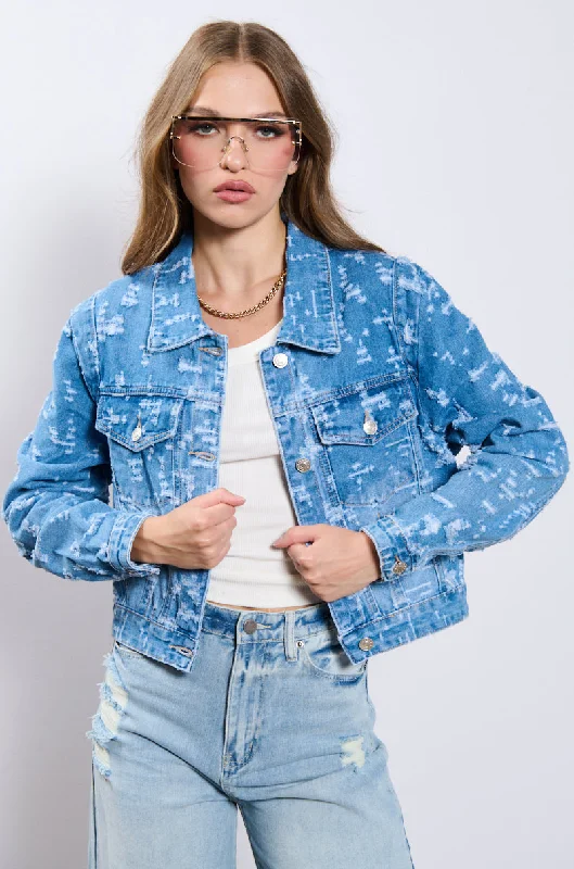 women's coats for hourglass figuresDISTRESSED DENIM JACKET