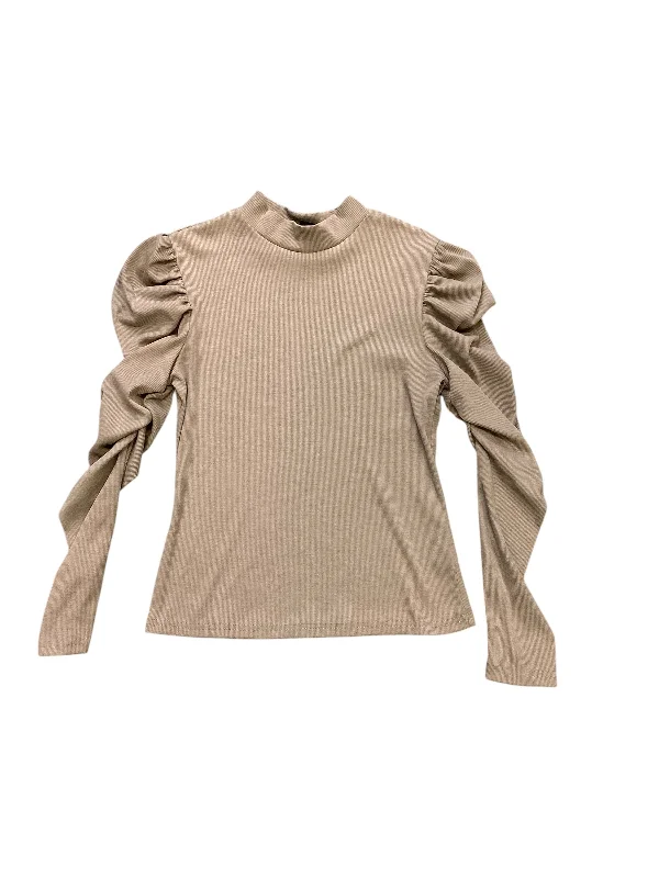 women's tops for casual FridaysTop Long Sleeve Basic By Shein In Tan, Size: M