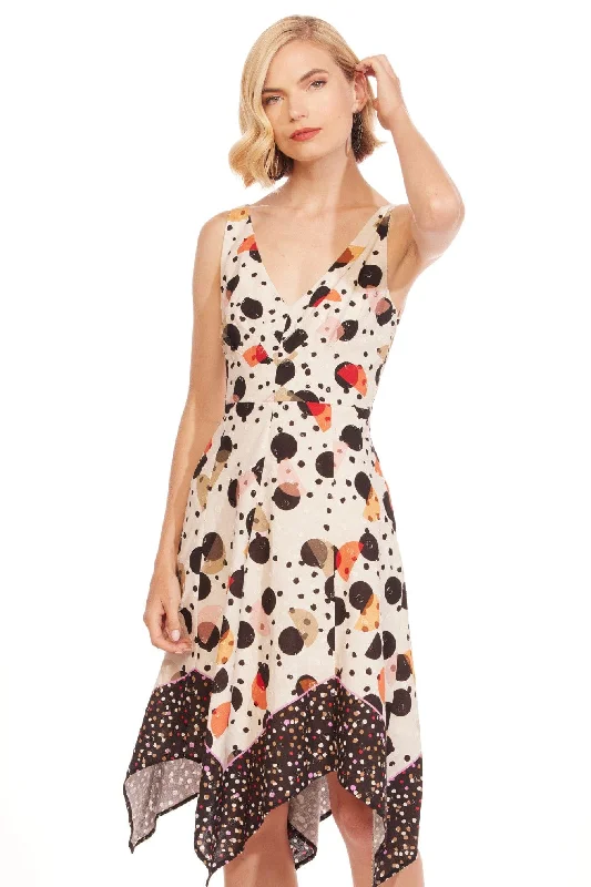 Crepe DressFlorentia Sleeveless Midi Dress - Deco Dot