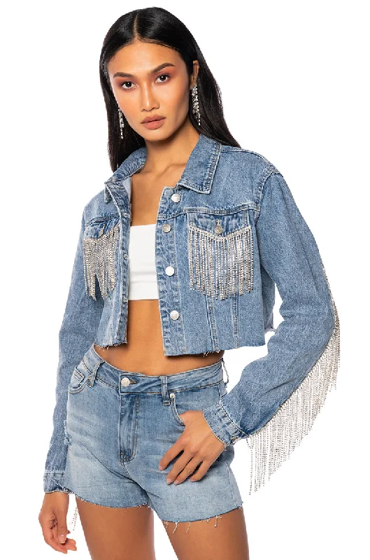 plus-size women's coatsAZALEA WANG JULES DENIM WITH RHINESTONES