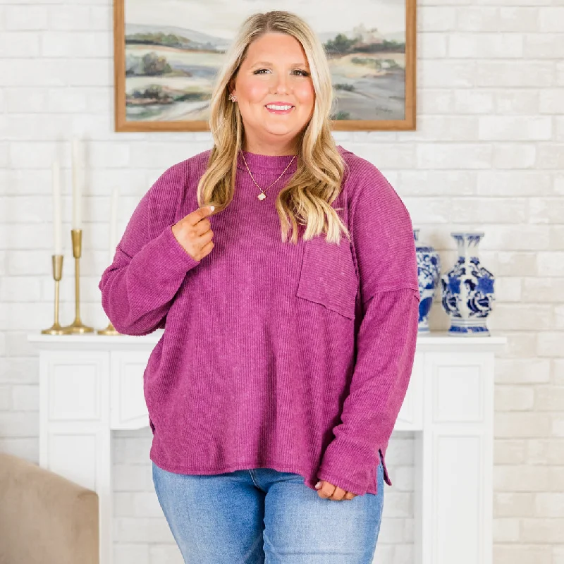 women's tops for those who want to stay warm and stylish during colder weatherLookin' Good Feelin' Better Sweater, Light Plum