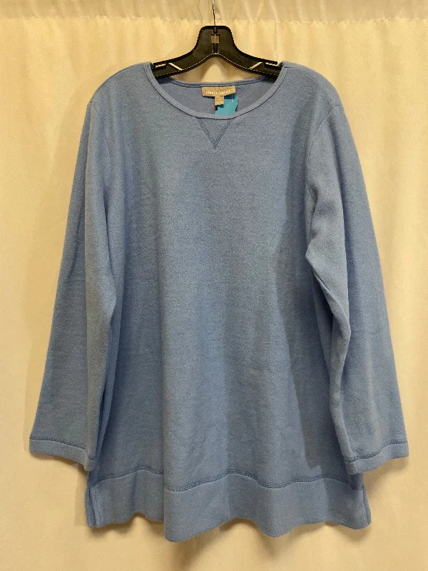 women's tops for those who appreciate subtle and muted tonesTop Long Sleeve By Woman Within In Blue, Size: 1x