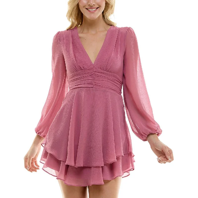 women's eco-friendly dressesB. Darlin Womens Juniors Ruffled Mini Cocktail And Party Dress