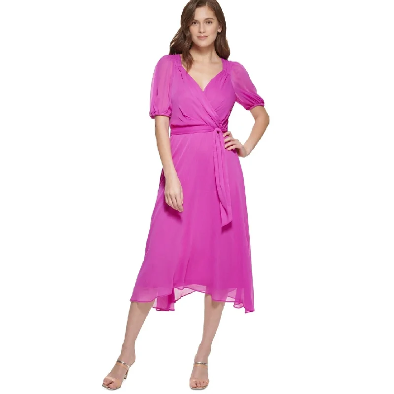 High-Low DressDKNY Women's Gathered Calf Midi Dress Pink Size 4