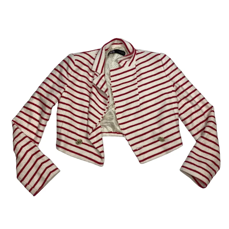 women's coats with button-down frontsBlazer By Zara In Red & White, Size: Xs