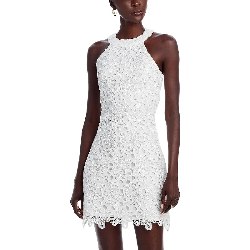 women's lace dressesAqua Womens Mini Lace Halter Dress