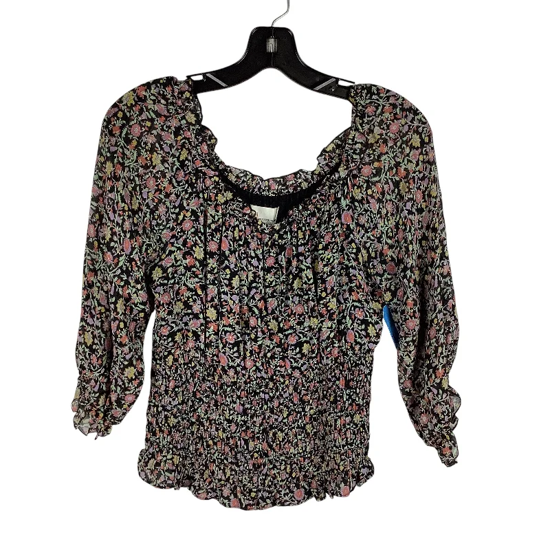 plus-size women's topsTop Long Sleeve By Anthropologie In Floral Print, Size: M