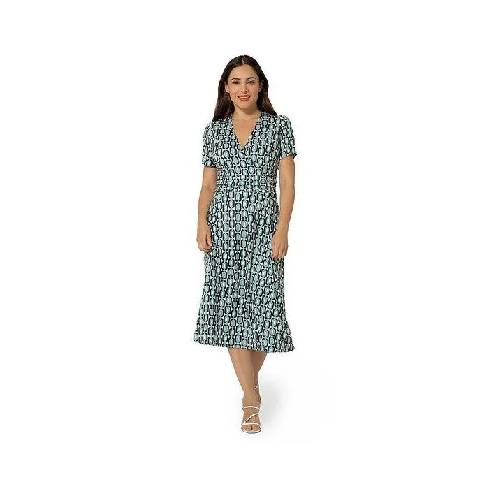 women's affordable dressesLeota Women's Amiya Midi Perfect Wrap Dress Blue Size Small