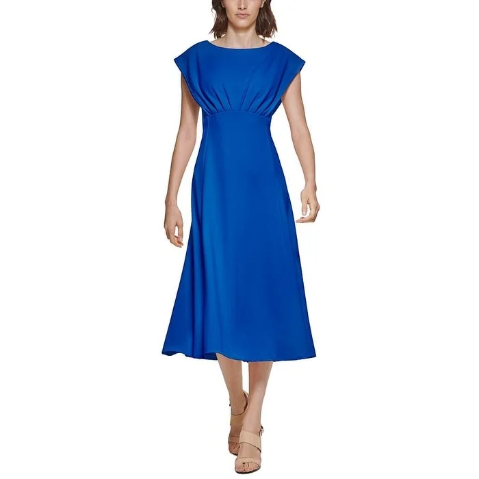 women's apple-shaped body dressesCalvin Klein Women's Cap Sleeve Midi Dress Blue Size 6