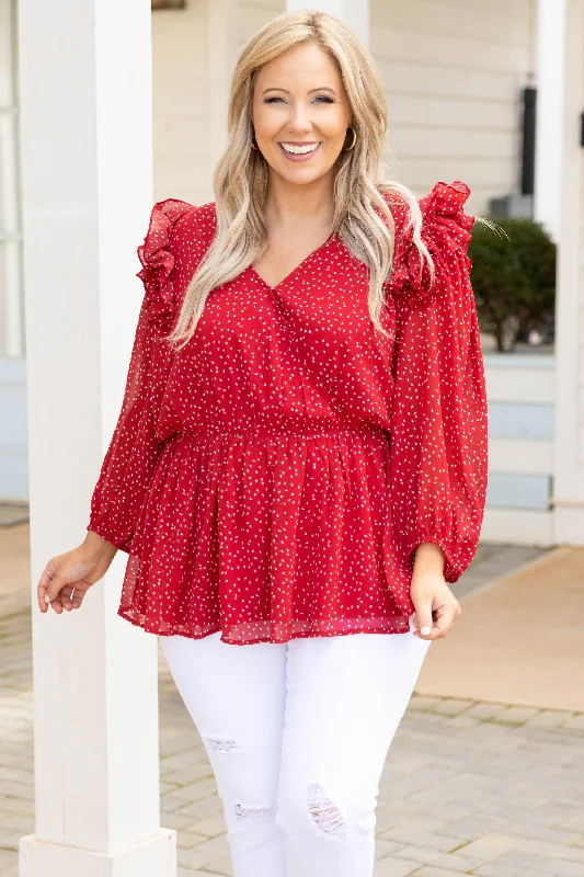 women's tops with sleeveless designsFun In The Air Tonight Blouse, Red