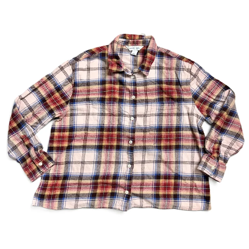 women's tops for those who want to add a pop of color to their outfitsTop Long Sleeve By Old Navy In Plaid Pattern, Size: L