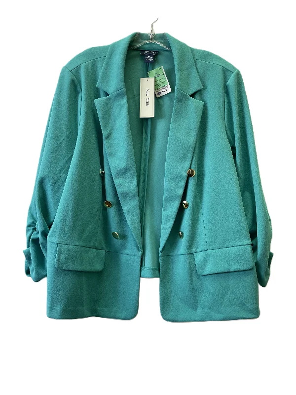 women's coats for vintage fashion enthusiastsBlazer By New York clothing In Aqua, Size: 3x