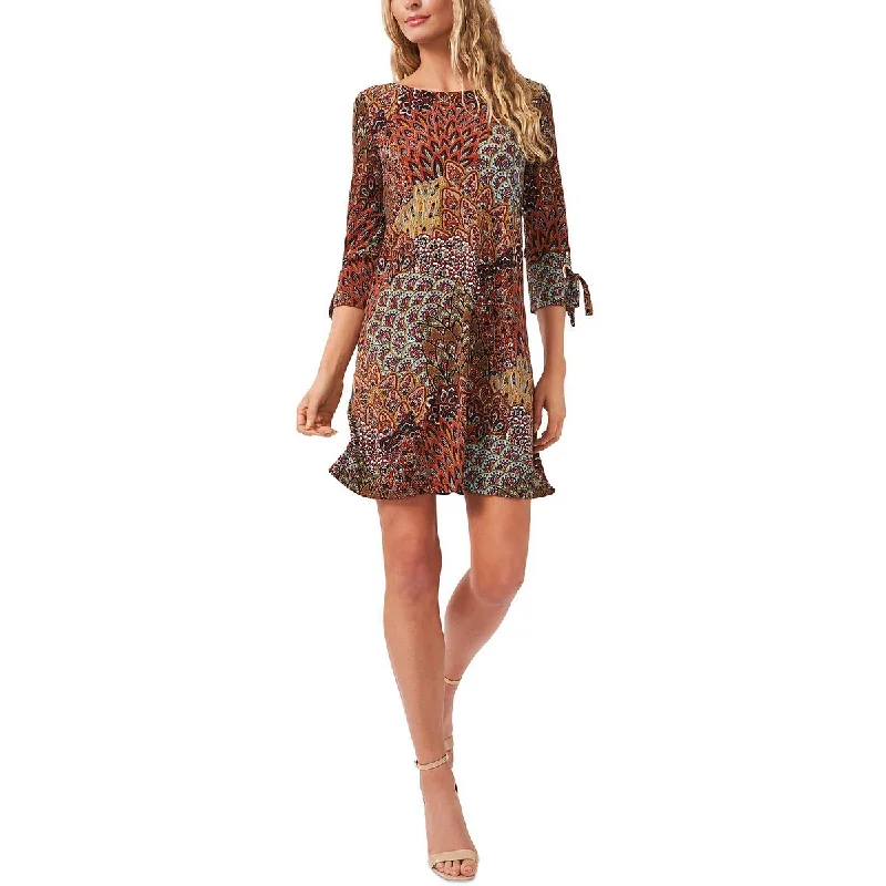 women's halter dressesMSK Womens Petites Printed Mini Shift Dress