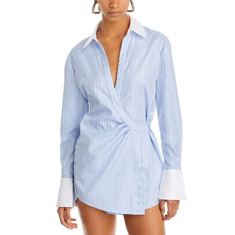 women's curve-hugging dressesSer.o.ya Womens Joy Collared Mini Shirtdress