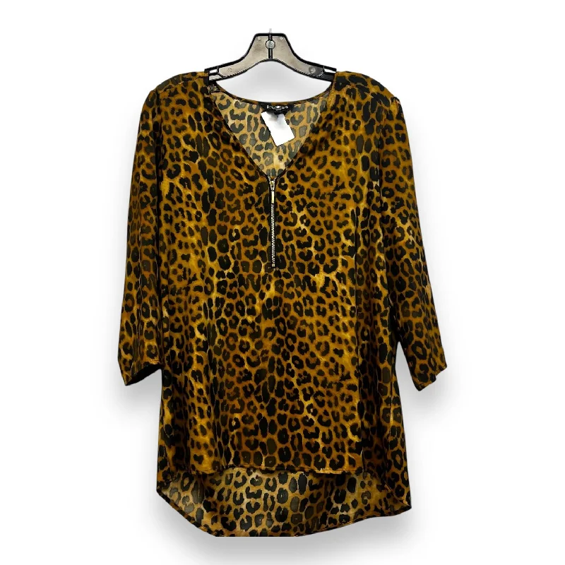 women's tops for wedding guest attireTop Long Sleeve By Express O In Leopard Print, Size: L