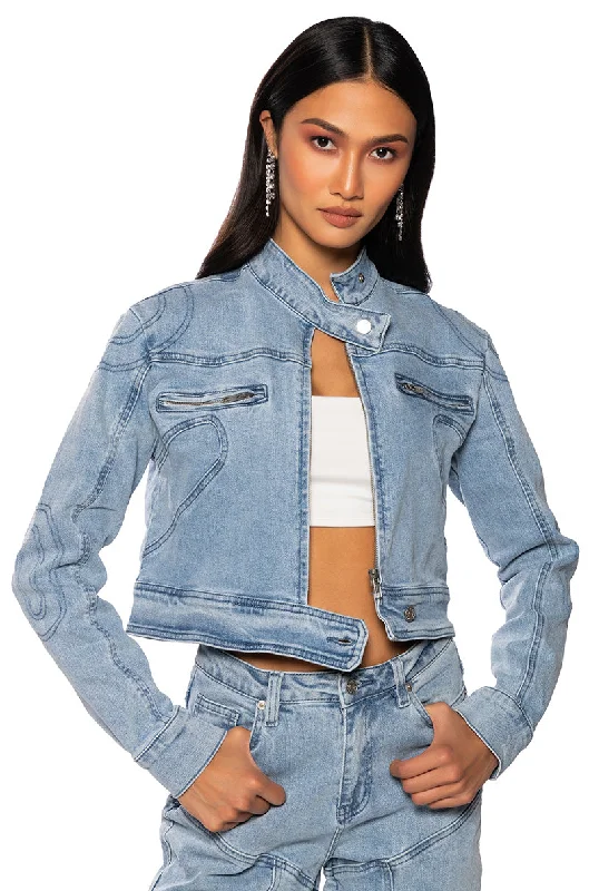 MOTO DENIM FITTED JACKET