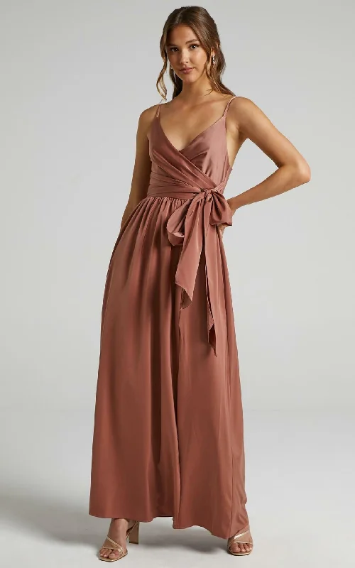 women's limited-edition dressesLimelight Satin High Low Maxi Dress - Mauve