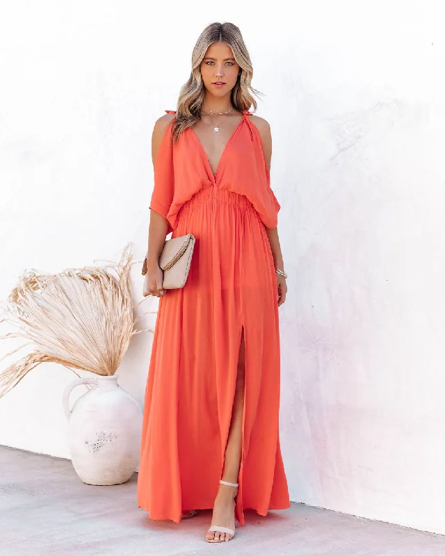 women's plus-size dressesKorrine Cold Shoulder Maxi Dress - Coral