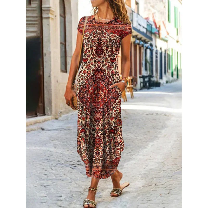 A-Line DressLittle Miss Floral Pocketed High Low Tiered Maxi Dress