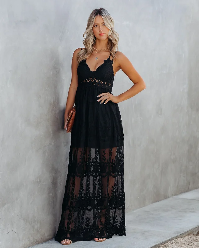 Sweetheart Neckline DressInvite Tranquility Lace Maxi Dress - Black - FINAL SALE