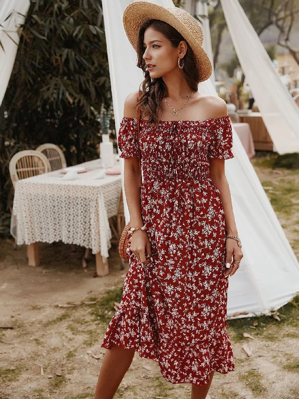 women's trendy dressesHayes Floral Off The Shoulder Maxi Dress