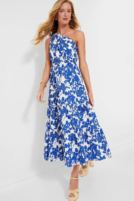 Petite DressBlue Floral One Shoulder Sybil Maxi Dress