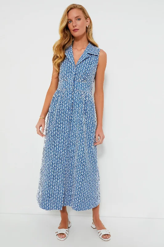 Mermaid DressBlue Eyelet Sleeveless Noelle Maxi Dress