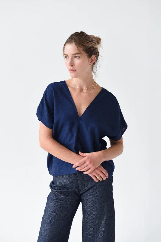 women's tops with built-in brasM.PATMOS Merrick Top - Navy