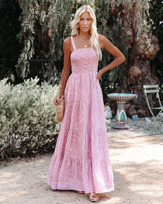 Lace DressSunshower Cotton Tiered Maxi Dress - Dusty Rose