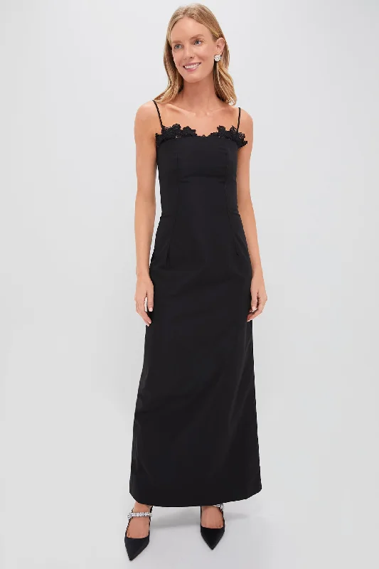 Peplum DressBlack Twill Sofia Maxi Dress