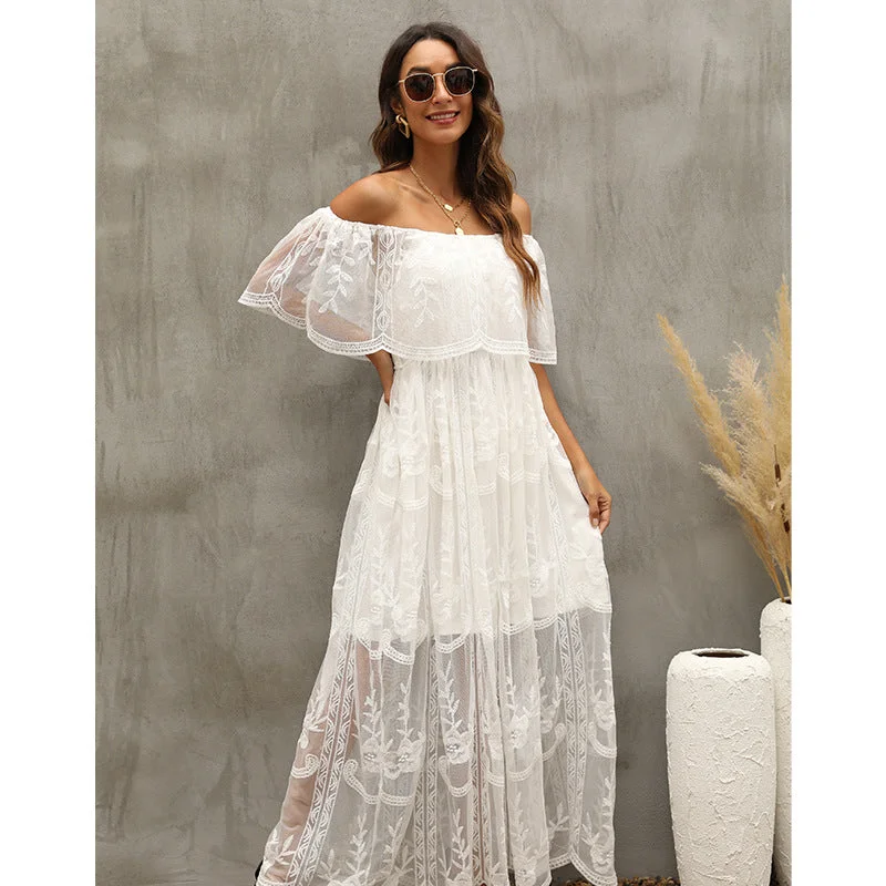 women's business casual dressesOur Together Is Forever Off The Shoulder Lace Maxi Dress