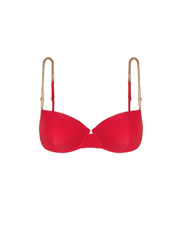 Ruffle-Trimmed Female SwimwearLayla Nissi Top - Red Poppy