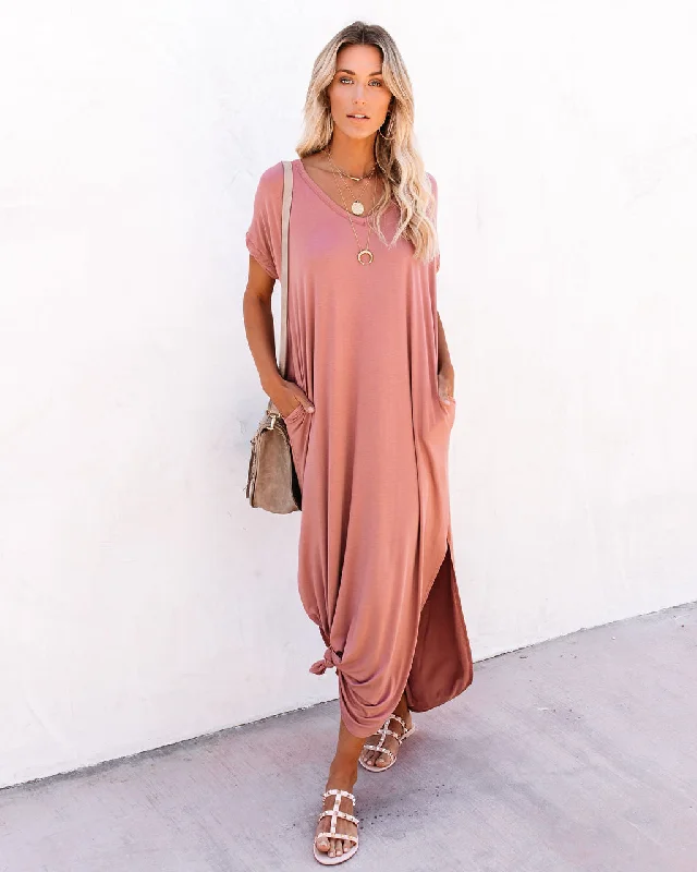 women's travel dressesFarmers Market Pocketed Modal Maxi Dress - Marsala