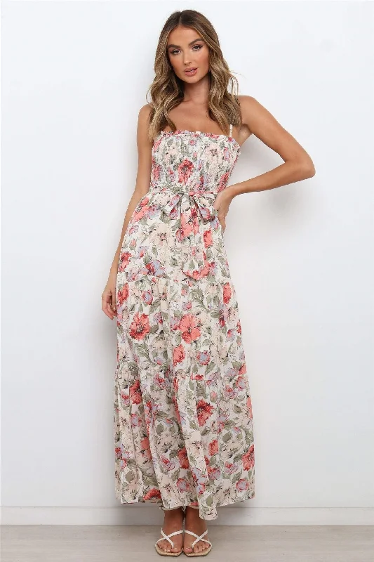 Flutter-Sleeve DressLove In The Air Tiered Floral Maxi Dress