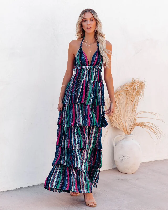 women's off-the-shoulder dressesEsperanza Tiered Halter Maxi Dress