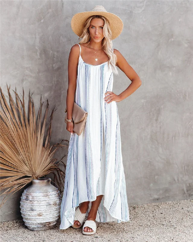 Custom DressEl Cerrito Tiered Tassel Tie Maxi Dress