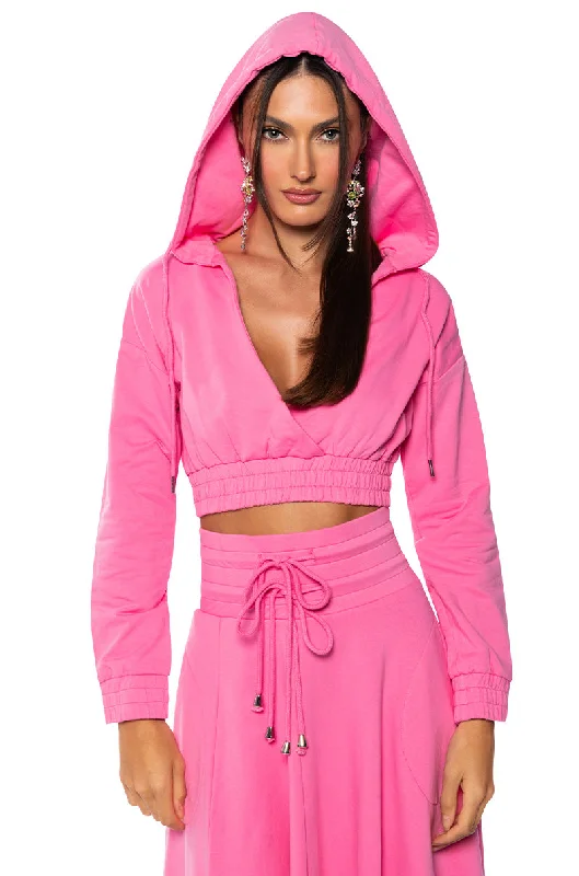 ZUMI CROPPED WRAP FRONT HOODIE