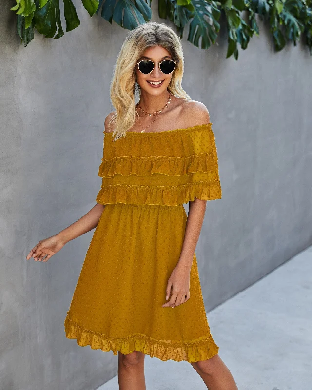 women's high-end dressesPanache Off The Shoulder High Low Maxi Dress - Sunflower