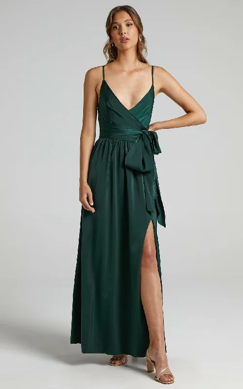 Formal DressLimelight Satin High Low Maxi Dress - Olive