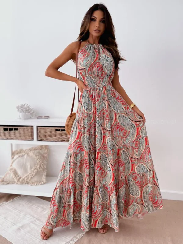 Scoop-Neck DressNever Too Much Printed Open Back Maxi Dress