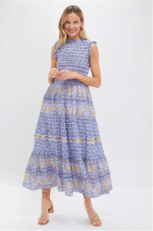 Prom DressVeranda Blue Sleeveless Smocked Maxi Dress