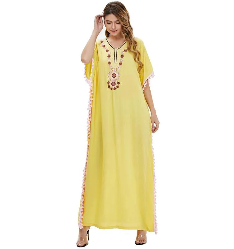 women's short-sleeved dressesGolden State Embroidered Maxi Dress