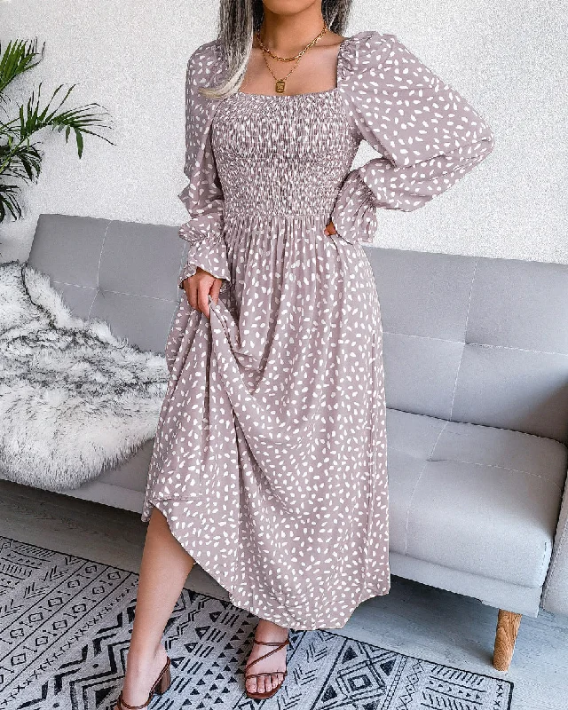 women's high-low dressesEnergetic Smocked Floral Maxi Dress