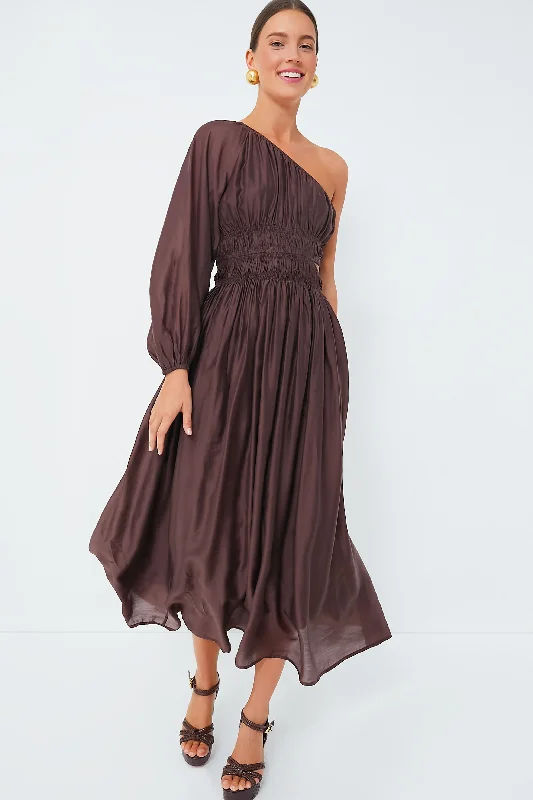 Glitter DressExclusive Chocolate One Shoulder Maxi Dress