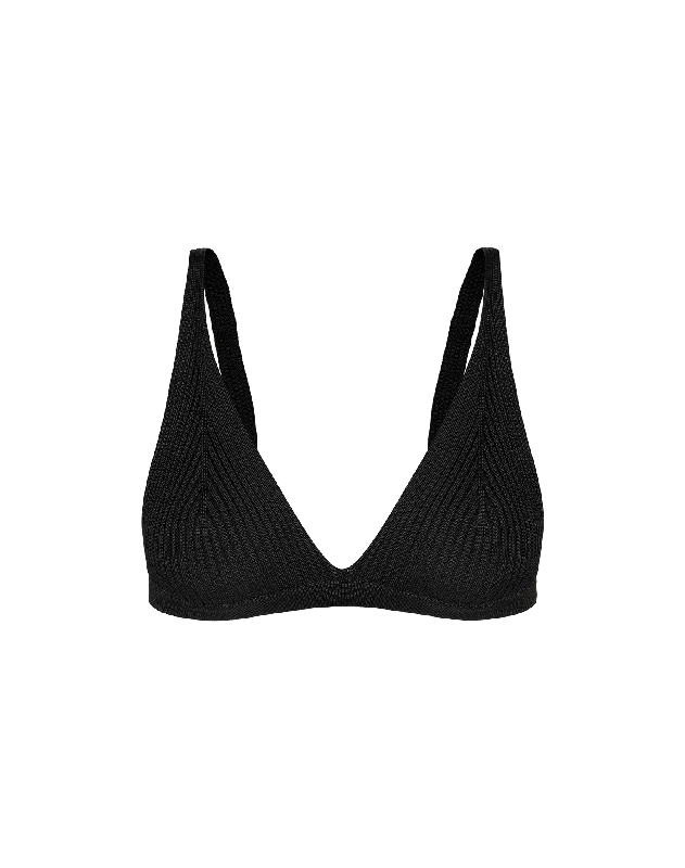 Breathable Female SwimwearKnit Maika Top - Black