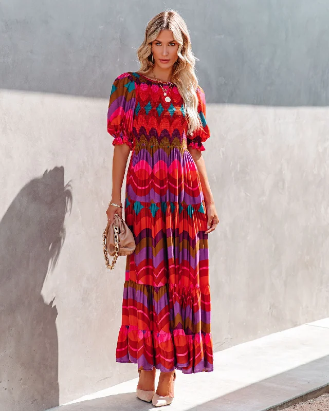 Empire DressFiesta Smocked Puff Sleeve Maxi Dress