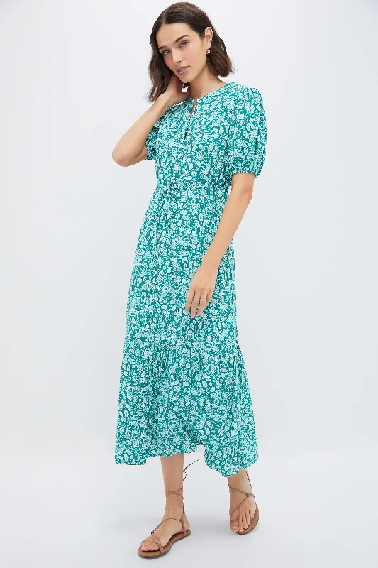 Laced-Up DressGreen Micro Floral Frannie Maxi Dress