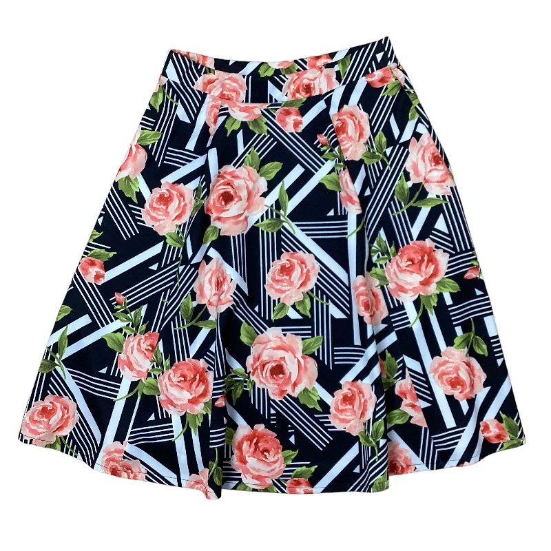 women's retro denim skirtsBlack Floral Skirt Midi Grace Elements, Size M