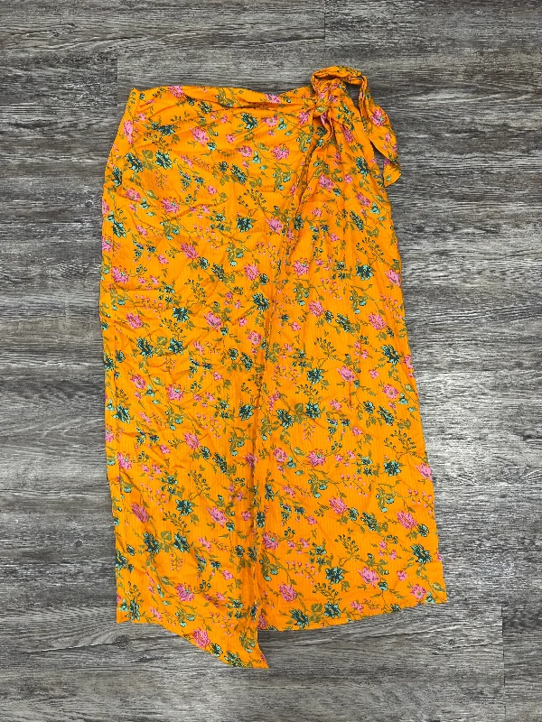 women's warm party skirtsOrange Skirt Midi Anthropologie, Size 6